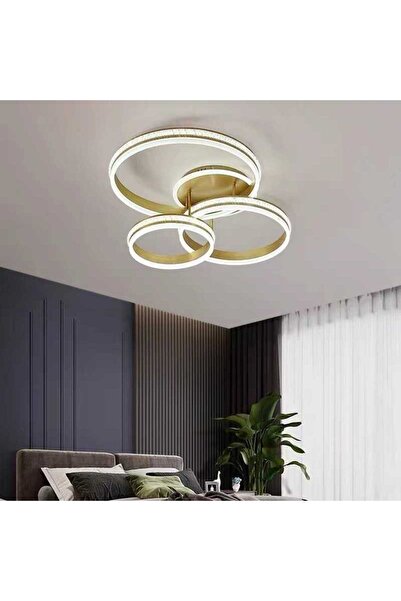 LightPlanet Plafonieră LED aurie, 65 cm, reglabilă, Wi-Fi și telecomandă
