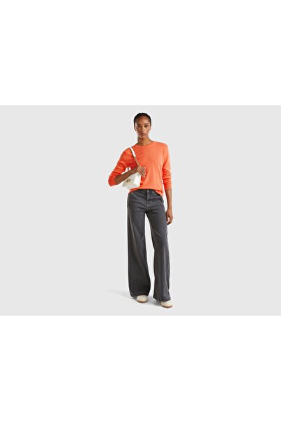 United Colors of Benetton Women's Cream Merino Wool Sweater with Round Neck