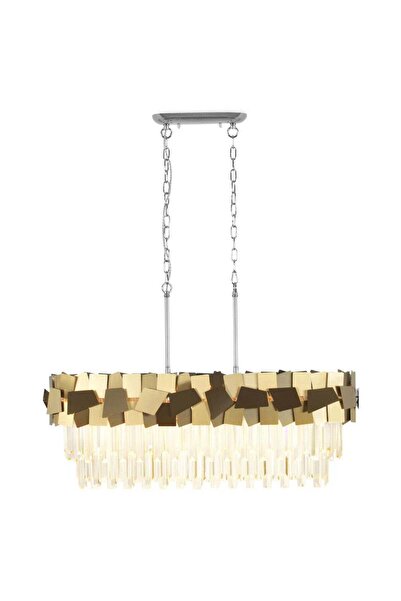 LightPlanet Lustră de tavan JIJU din cristal auriu, 80 x 30 cm, E14, 3 culori...