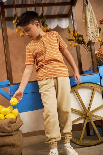 Gingersnaps Boys' Solid Jogger Trousers with Elastic Cuffs