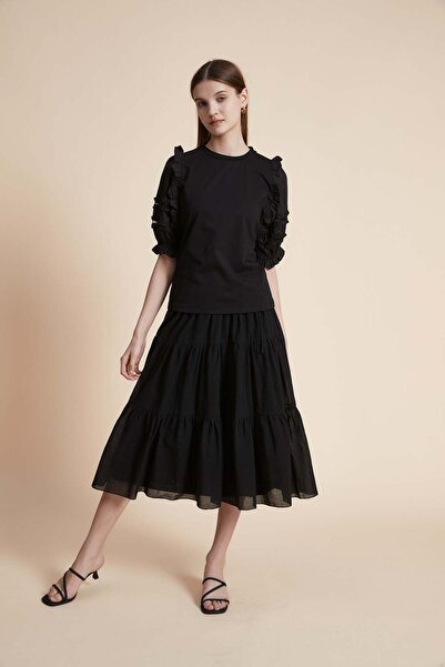 Yola Long Plain Skirt With Elastic Waist