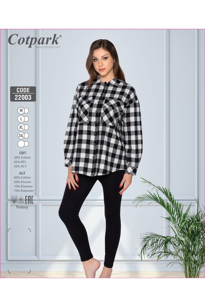 Cotpark Women's Cotton Lumberjack Shirt Leggings Suit 22003