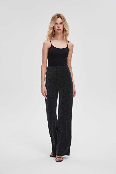 Livia Wide-Leg Shiny Pants