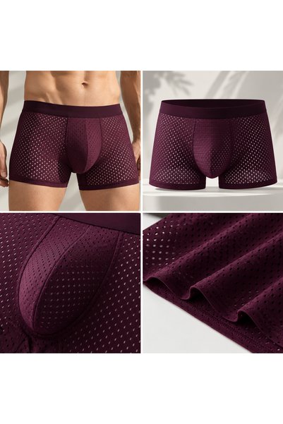 Ece's Design Ece's Men's Ice Silk Boxer Burgundy Breathable Comfortable M1001