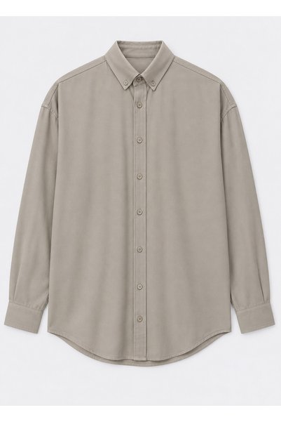 BRANDHILLS Beige Color Men's Mixed Fabric Shirt