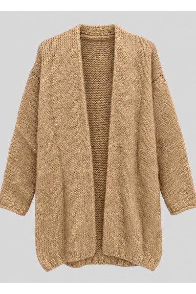 BRANDHILLS Camel Color Women's Soft Textured Oversize Cardigan