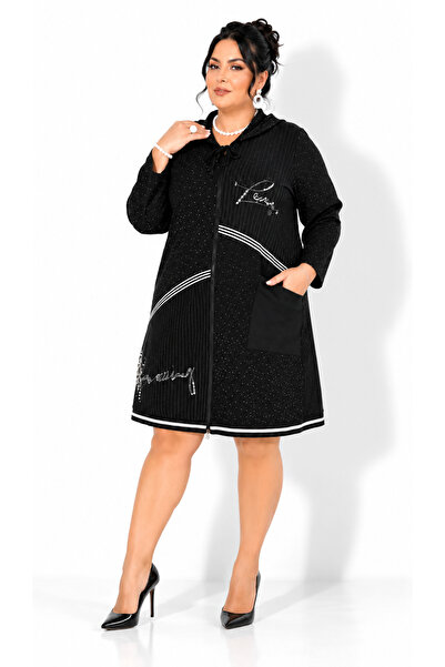DARKWIN Plus Size Zipper Winter Midi Women's Dress