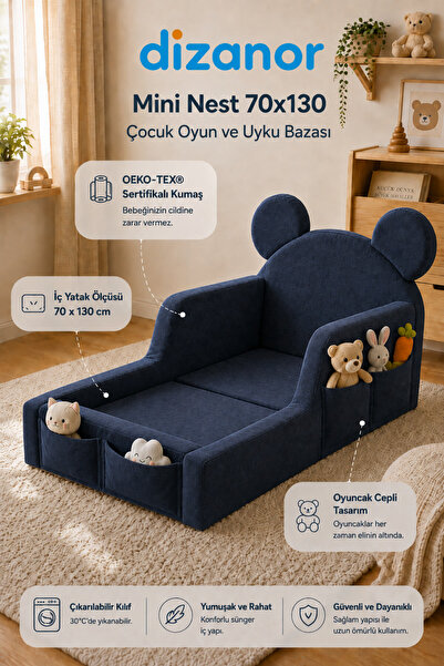 Dizanor Mini Nest 6’sı 1 Arada Modüler Bebek Oyun Parkı, Park Yatak, Beşik, B...