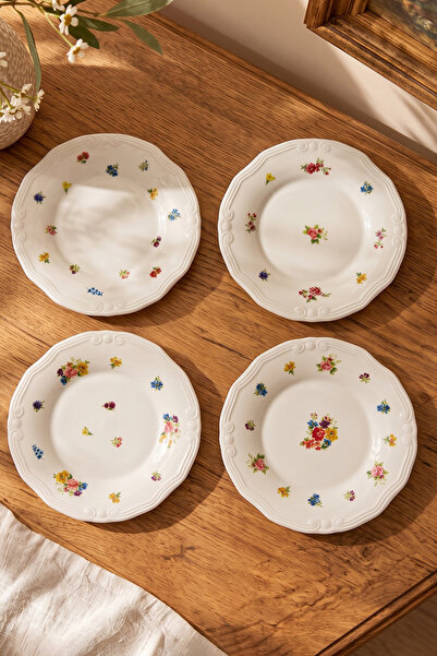 Rakle x Bengi Kurtcebe Anneanne Sofraları Porselen 4'lü Pasta Tabağı Seti 21 cm