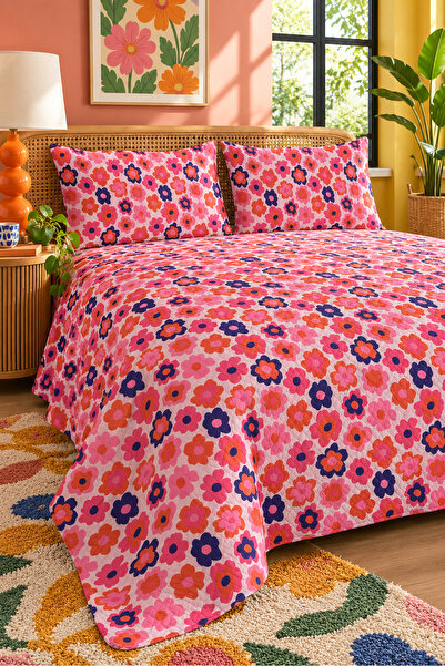 Evmila Floral Patterned Bedspread 200X220 Double Pique Set
