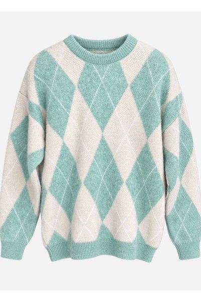 BRANDHILLS Mint Color Women's Oversize Knitwear
