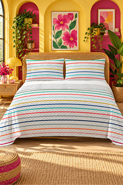 Evmila Modern Pattern Double Printed Pique (200x220 Cm) Colorful