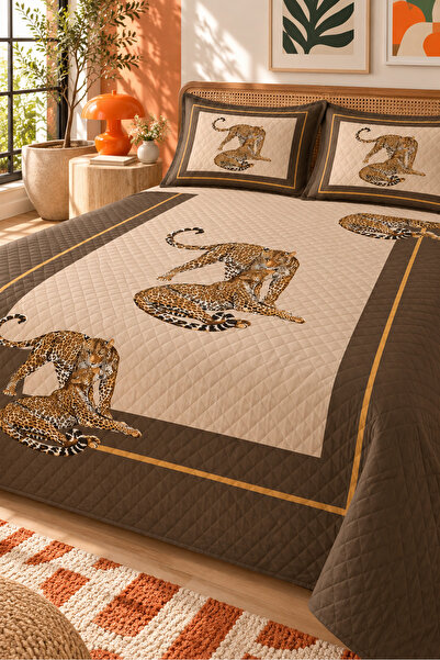 Evmila Tiger Figured Bedspread 200X220 Double Pique Set
