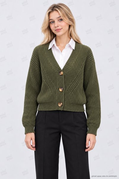 Minimoda Kids Cardigan tricotat cu nasturi și model pentru fete