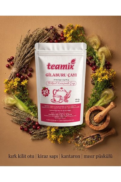 teamix Gilaburu bitkisel karışımlı çay 20 süzen doypack ambalaj