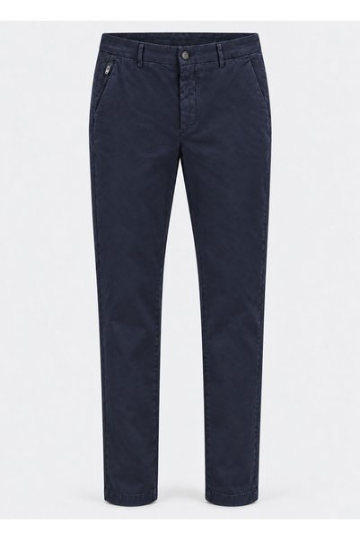 BRANDHILLS Navy Blue Color Men's Gabardine Regular Chino Trousers