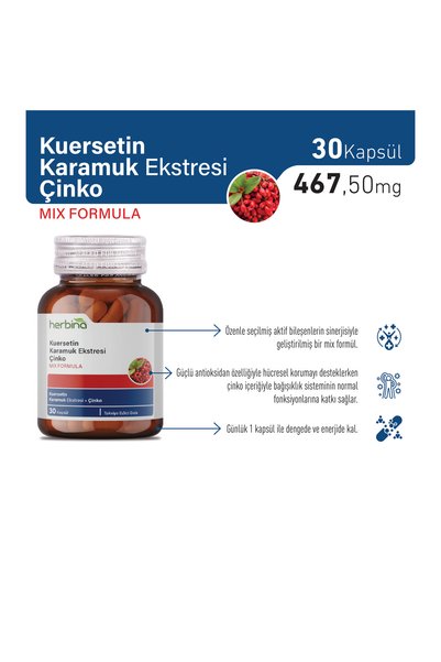 Herbina Kuersetin Karamuk Extract Zinc 30 Capsules