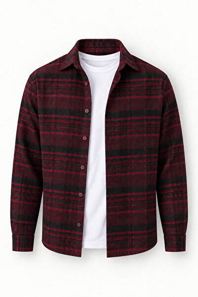 Valiberta Brandon Relaxed Fit Cotton Wide Striped Lumberjack Men's Shirt - Bu...
