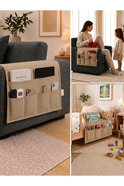 Life Line 1St Class Gabardine Fabric Sofa Edge Bedside Organizer Non-Slip Was...