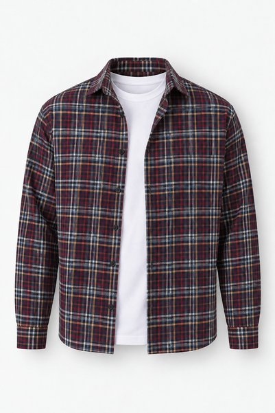 Valiberta Carol Relaxed Fit Cotton Striped Flannel Men's Shirt - Red