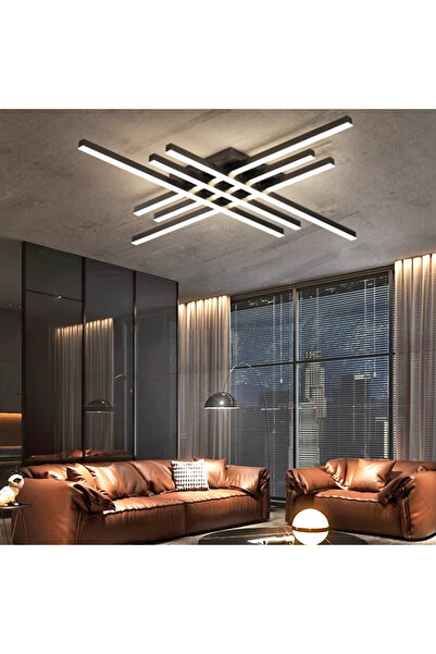 Jiju Lustra LED 6 Modern LINES Black Echivalent 600W Telecomanda