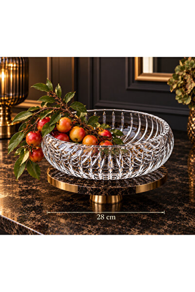 AYZ HOME Cut Crystal Presentation Bowl 28 cm Salad Presentation Bowl