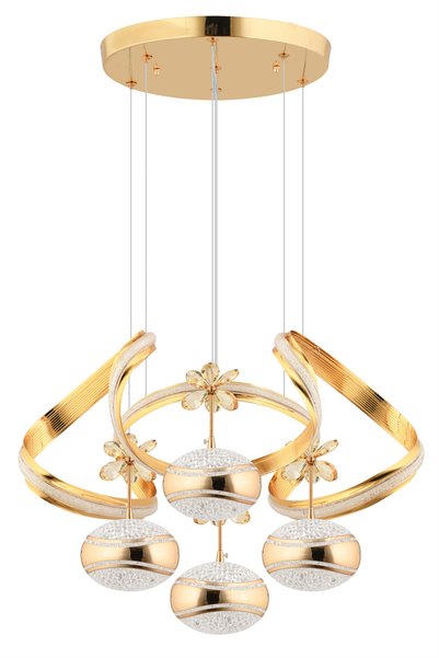 İstanbul Avize Hira 4 Elips Toplu Gold Led 3 Renk Ledli Modern Avize