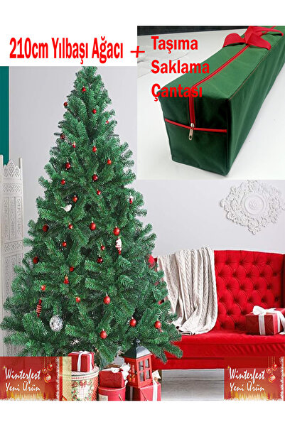 Winterfest Gerçek Görsel Yılbaşı Çam Ağacı 210 Cm 800 Gür Dallı