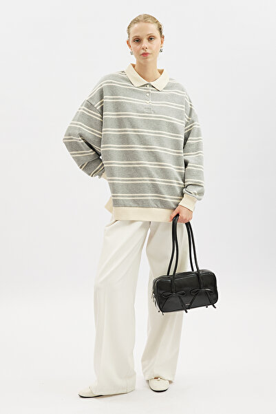 Manuka POLO YAKA OVERSIZE SWEATSHIRT GRİ