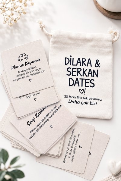 Pankart Evi DATE NIGHT | Çiftler İçin Date Kartları | Sevgili ile yapılacak 20 Eğlenceli Aktivite Fikir Kartı | Romantik Sevgili Hediyesi
