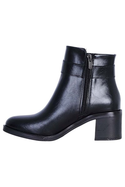 moda ayakkabım By höbezoğlu 8753 black leather women's heeled boot shoes