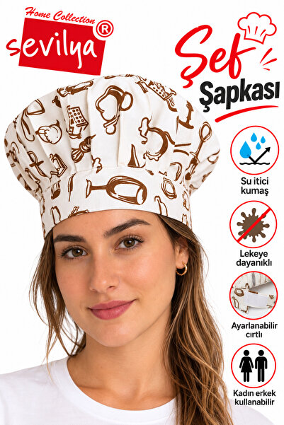 sevilya Ayarlanabilir Aşçı Beresi Ayarlanabilir Aşçı Şapkası Şef Şapkası Dese...