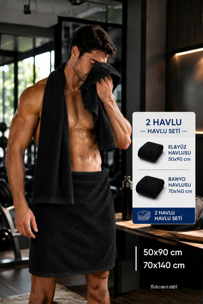 Pera Deluxe Havlu 2’li Set 50x90 + 70x140 cm – 5 Renk Seçenekli Banyo, El Yüz...