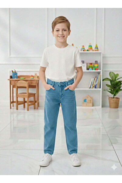 ERDEM KIDS Dečije pamučne široke farmerke sa elastičnim strukom, udobnog kroj...