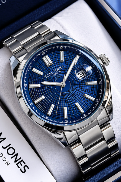 Tom Jones London Original Men's Wristwatch Waterproof Silver Color Steel Strap Gtje2098c1