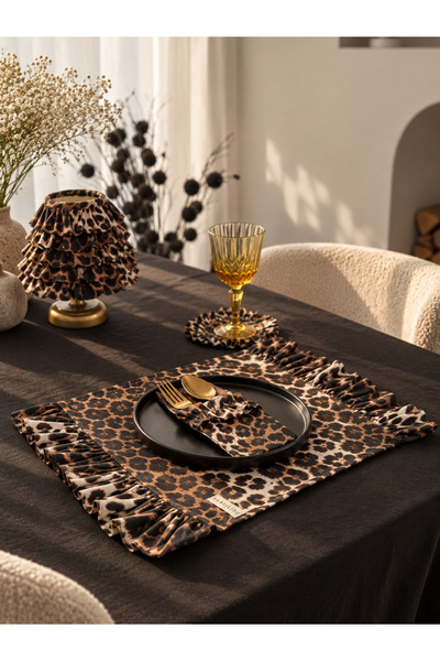 KaiAtelier 6-dijelni leopard Lan sa volanima sa dve strane A Podmetač / Supla