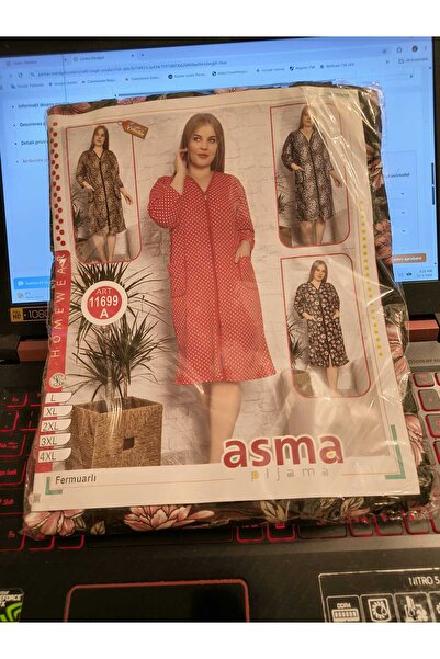 Nu Capot /Halat de casa cu fermoar,rosu cu flori albe