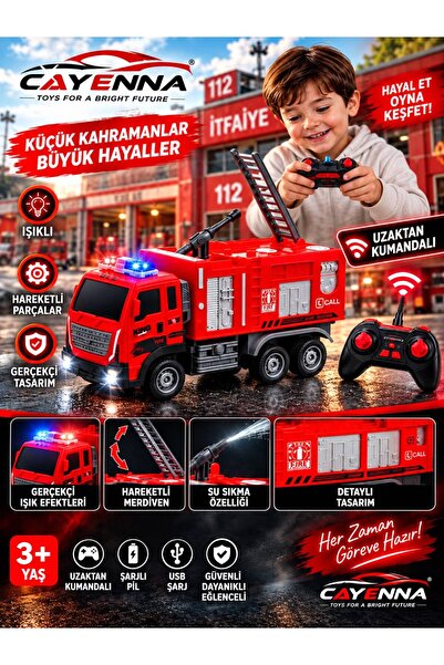 cayenna Uzaktan Kumandalı Full Fonksiyon 2.4G Şarjlı İtfaiye Aracı Hareketli ...