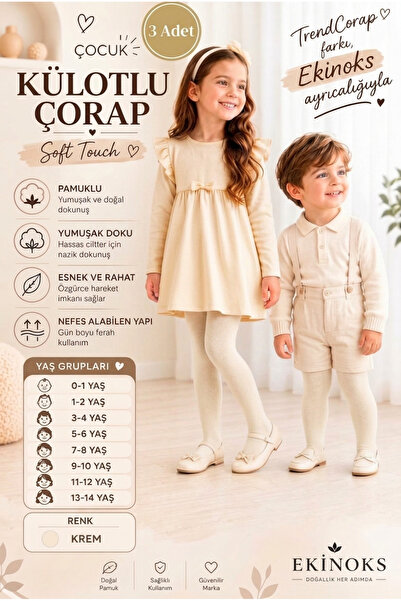 TrendCorap Çocuk & Bebek Pamuklu Mevsimlik Külotlu Çorap 3'lü Set | Dikişsiz,...