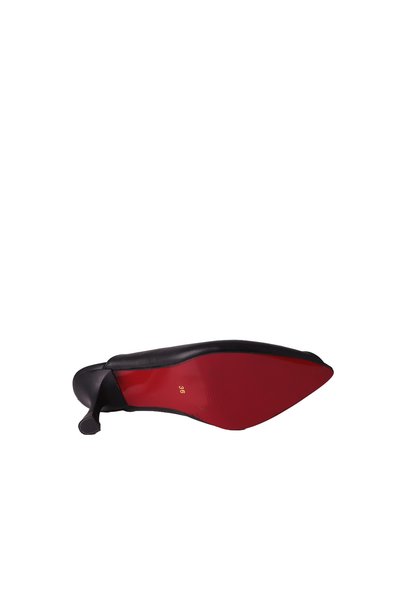 Hobby حذاء نسائي أسود من الجلد الطبيعي بكعب رفيع