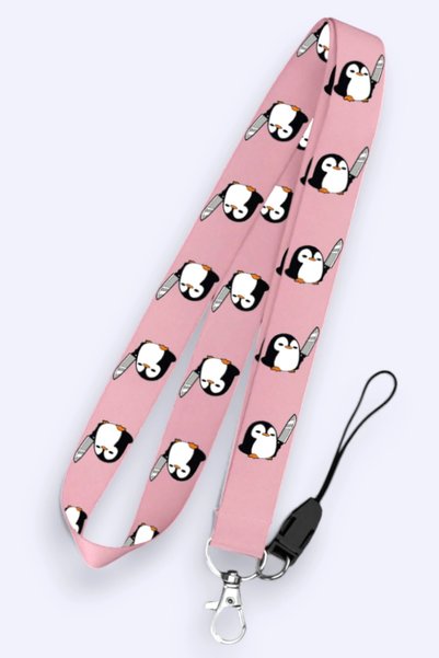 MİLLENEX Pembe Katil Penguen Telefon Askı Yaka Kartı Boyun Askısı Askı İpi Bo...