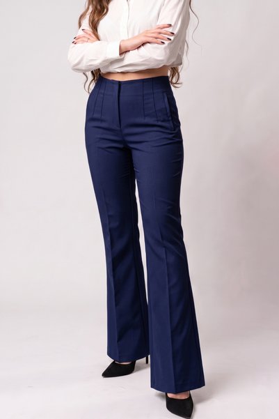 MY ARJA JEANS Kadın Yüksek Bel İspanyol Paça Pantolon Pensli Zra Kumaş Lacive...