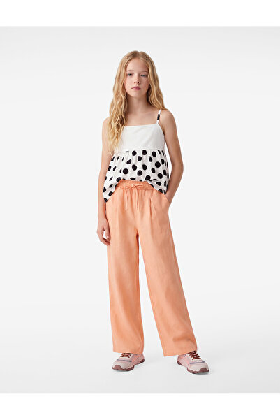 Koton Beli Bağcıklı Bol Paça Basic Keten Pantolon