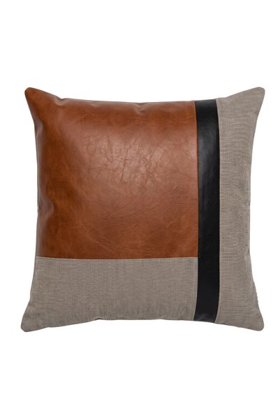 Ovola Geometrik Desenli Kırlent Kılıfı 45x45 cm - Turuncu Siyah Bej Modern De...