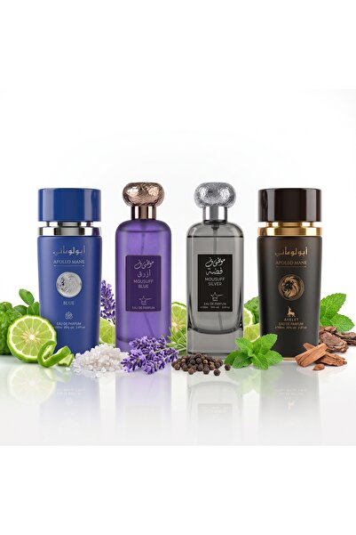 Ayelet Set de 4 parfumuri bărbătești orientale 100ML - Apollo Blue + Mousuff ...