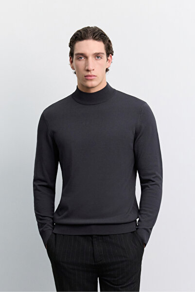 Avva Erkek Antrasit Yarım Balıkçi Yaka Basic Düz Rayon Kazak B005151