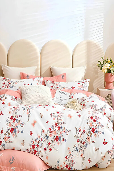 İQON Fitted Sheet Duvet Cover Set Double JUNGLE White