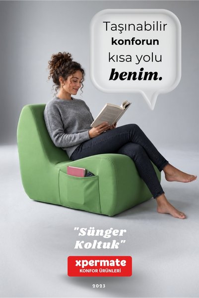 XPERMATE Tekli Sünger Koltuk İskeletsiz Yer Koltuğu Taşınabilir Oturma Koltuğ...