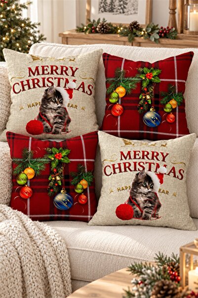 on the clouds Christmas Cat Plaid New Year Suit Hidden Zippered Throw Pillow ...