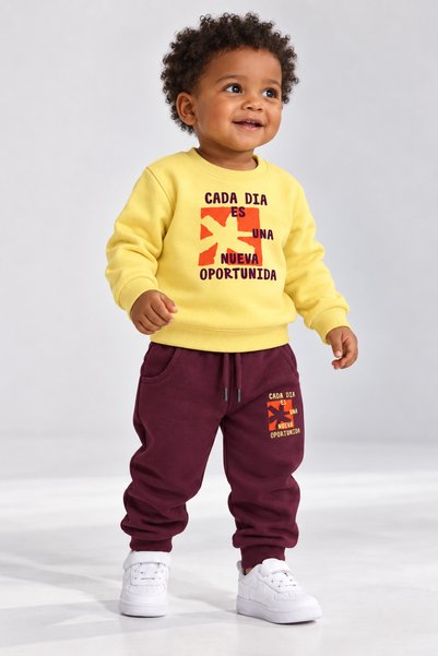 Joi Kids Boys' and Girls' Cada Dia Printed 2-Piece Tracksuit Set – Lemon Yell...